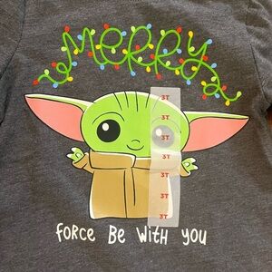 NWT  Star Wars baby yoda toddler Christmas SS short sleeve tshirt 4T